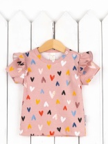 Футболка для девочки Baby Boom Ф151/2-И Сердечки на бежевом