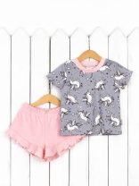 Пижама для девочки Baby Boom КС22/1-И Единороги на сером + розовая пудра