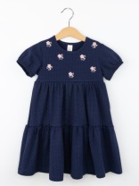 Платье для девочки Baby Boom С266/4-К Горошек на темно синем