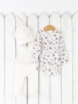 Комплект для девочки Baby Boom КН122/10-И Сиреневые цветочки + молоко