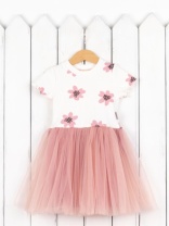 Платье для девочки Baby Boom С259/1-К Пудровые цветы на молоке + пудра