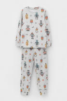 Пижама для мальчика Crockid К 1552 светло-серый роботы