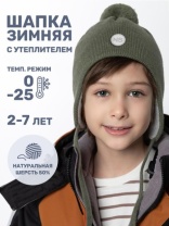 Шапка утепленная для мальчика NIKASTYLE 11з15425 Полынь